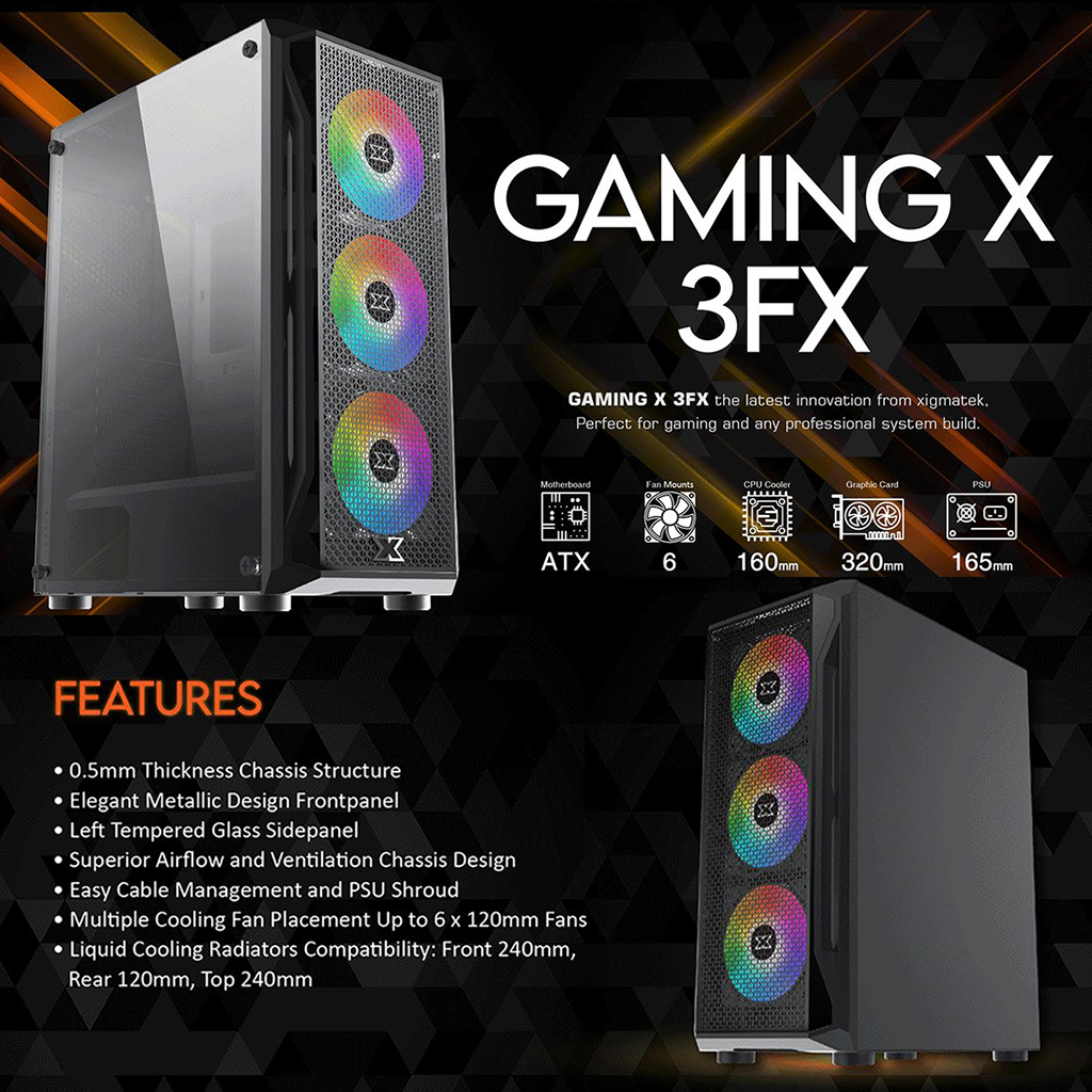 Vỏ Case Xigmatek Gaming X 3FX sẵn 3 FAN - Hàng chính hãng