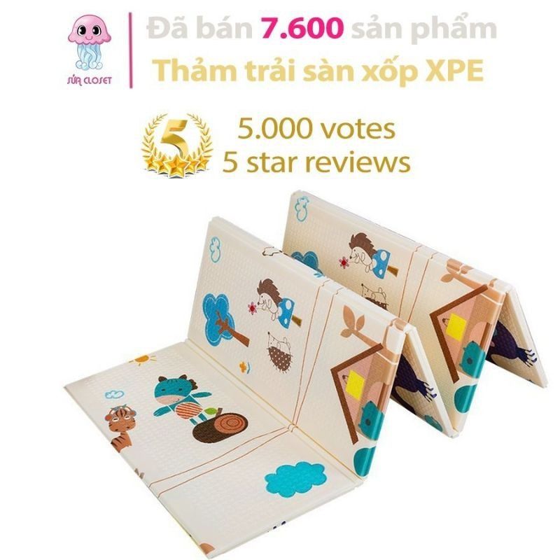 [HCM]Thảm xốp PE gấp gọn 1m8×2m dầy 1cm