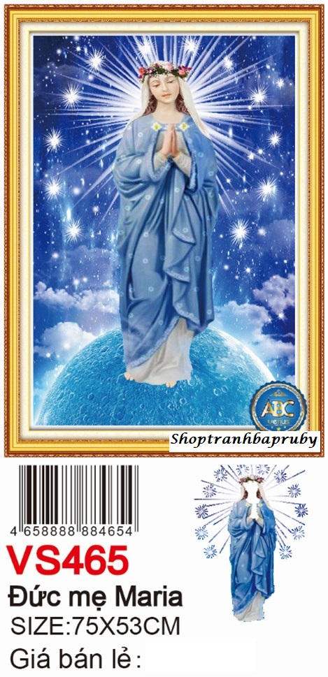 [HCM]Tranh đính đá Đức Mẹ Maria VS465 kích thước 75 x 53 cm