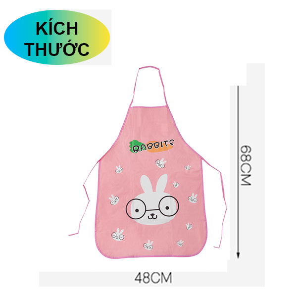 Tạp Dề Làm Bếp, Tạp Dề In Hoạt Hình Thỏ Gấu, Tạp Dề Chắn Nước Tạp Dề Chắn Văng Dầu Mỡ