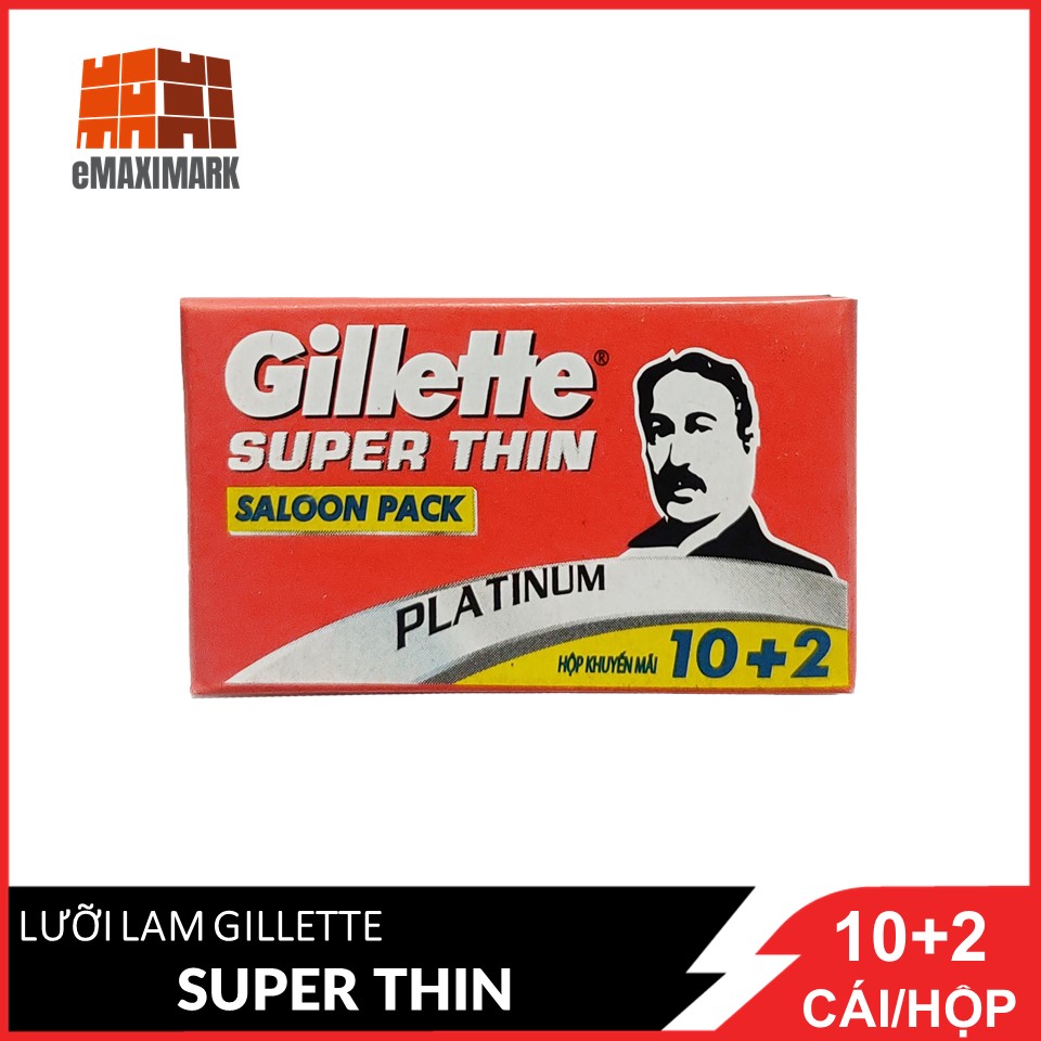 [HCM ship 2h] Lưỡi Lam Gillette Super Thin Saloon Pack Hộp 10 + 2 Cái