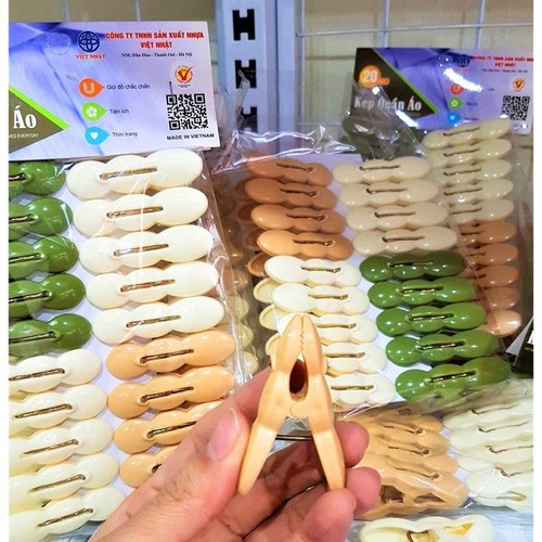 Vỉ 20 kẹp quần áo củ lạc cao cấp--cặp quần áo nhựa -- Cặp quần áo chất liệu nhựa an toàn cho sức khỏe