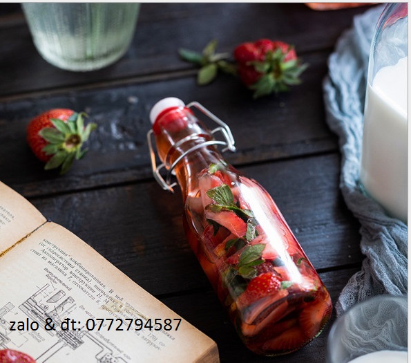 Chai thủy tinh nắp gài gọng sắt 250ml
