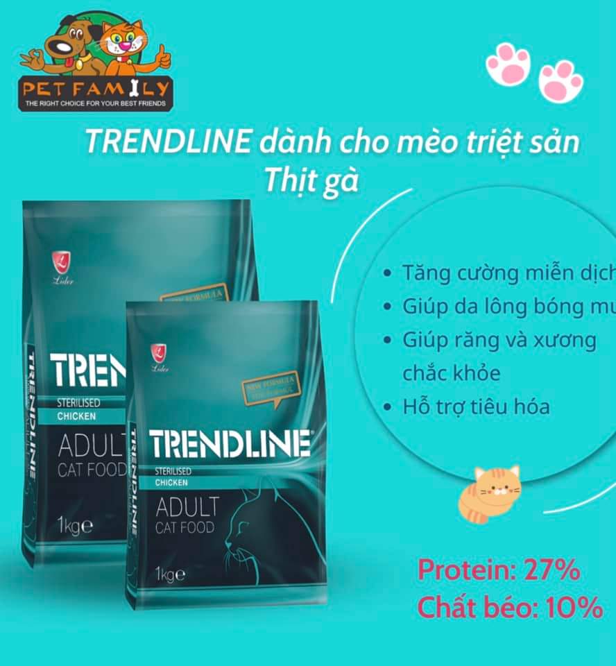 Hạt Trendline Thức Ăn hạt khô cho mèo túi 1kg