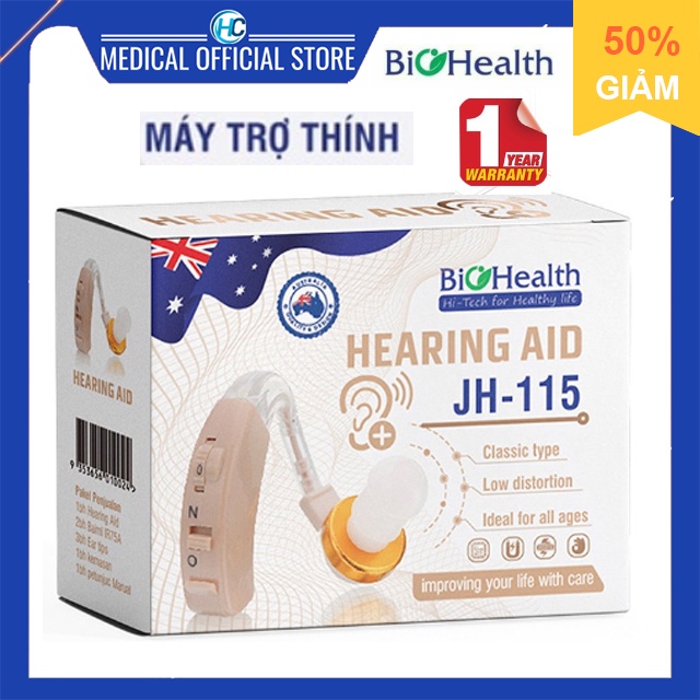 Máy Trợ Thính không dây Biohealth JH-115 -Máy điếc, tai nghe trợ thính cho người già nghe kém