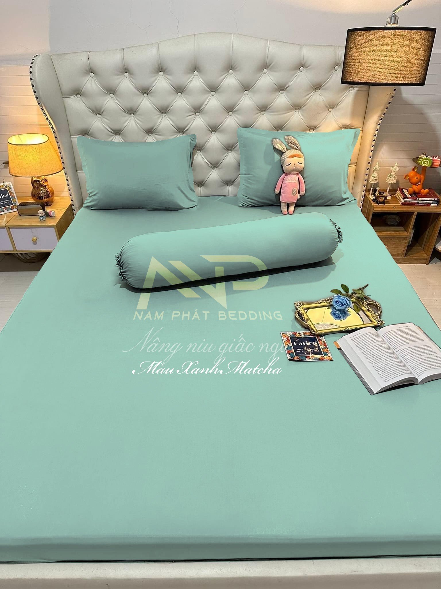 Bộ 4 MÓN Ga Giường Thun Silk Cao Cấp Màu Trơn