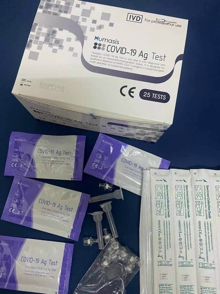 Bộ kit test nhanh covid 19 Humasis - (Hộp 25 test)
