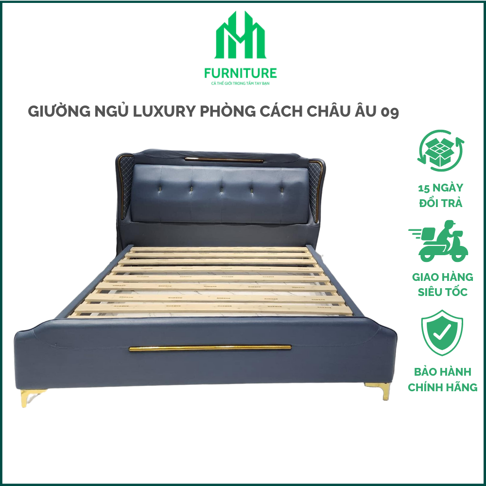 Giường ngủ cao cấp MinHuy, Giường ngủ thiết kế hoàng gia phong cách Châu Âu sang trọng và hiện đại khung gỗ - Nội Thất MinHuy