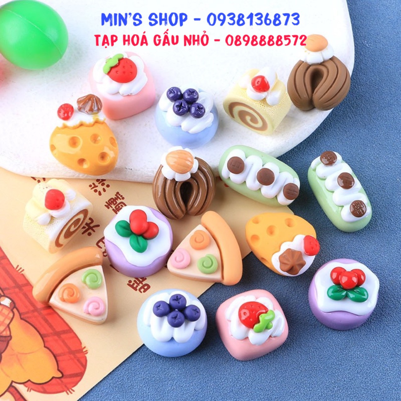 Túi 8 charm/sticker 3d mẫu bánh kem xinh
