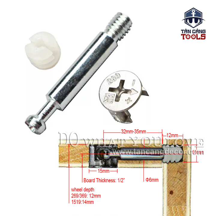 50 Bộ Chốt Ốc Cam 15-40 mm