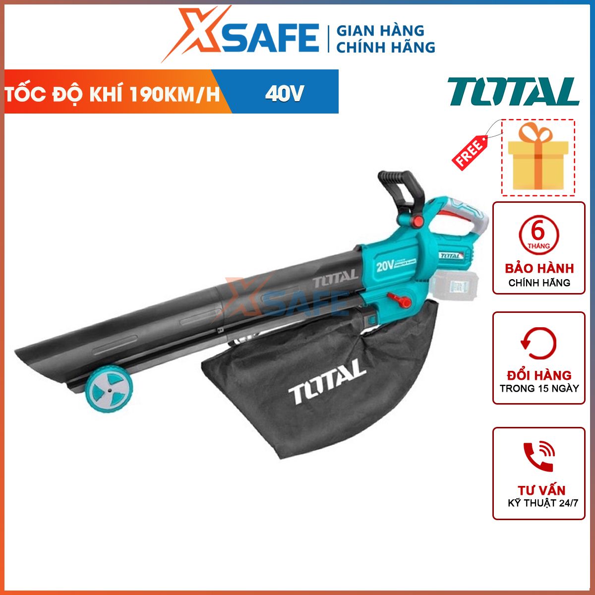 Blower sweeper battery lithium-ion 40V total TABLI2003, air speed 190 km/h, maximum air intake 600m3/H, no-load speed: 6000-11500/minute, leaf blowers, blower dust, leaf blower Garden, gather the shredded wood, the dust in home