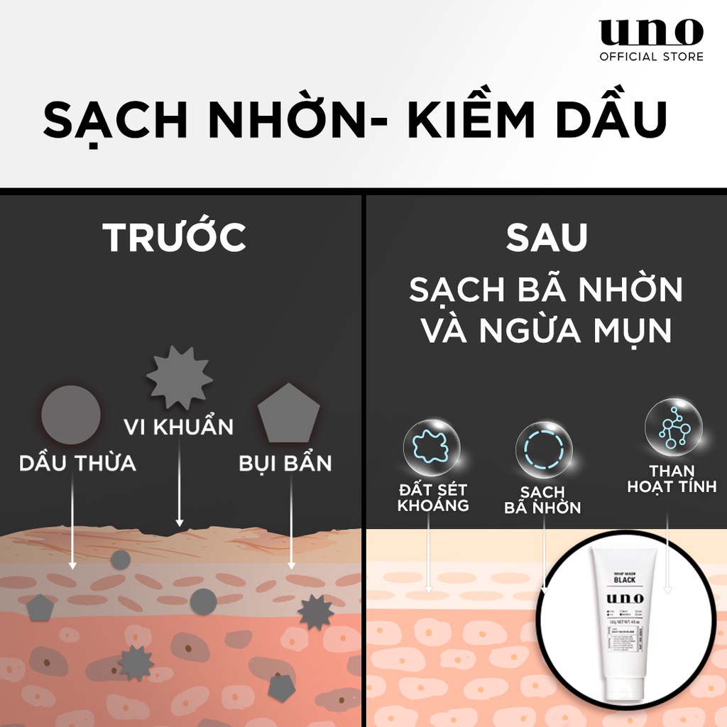 Sữa rửa mặt Uno tạo bọt whip wash