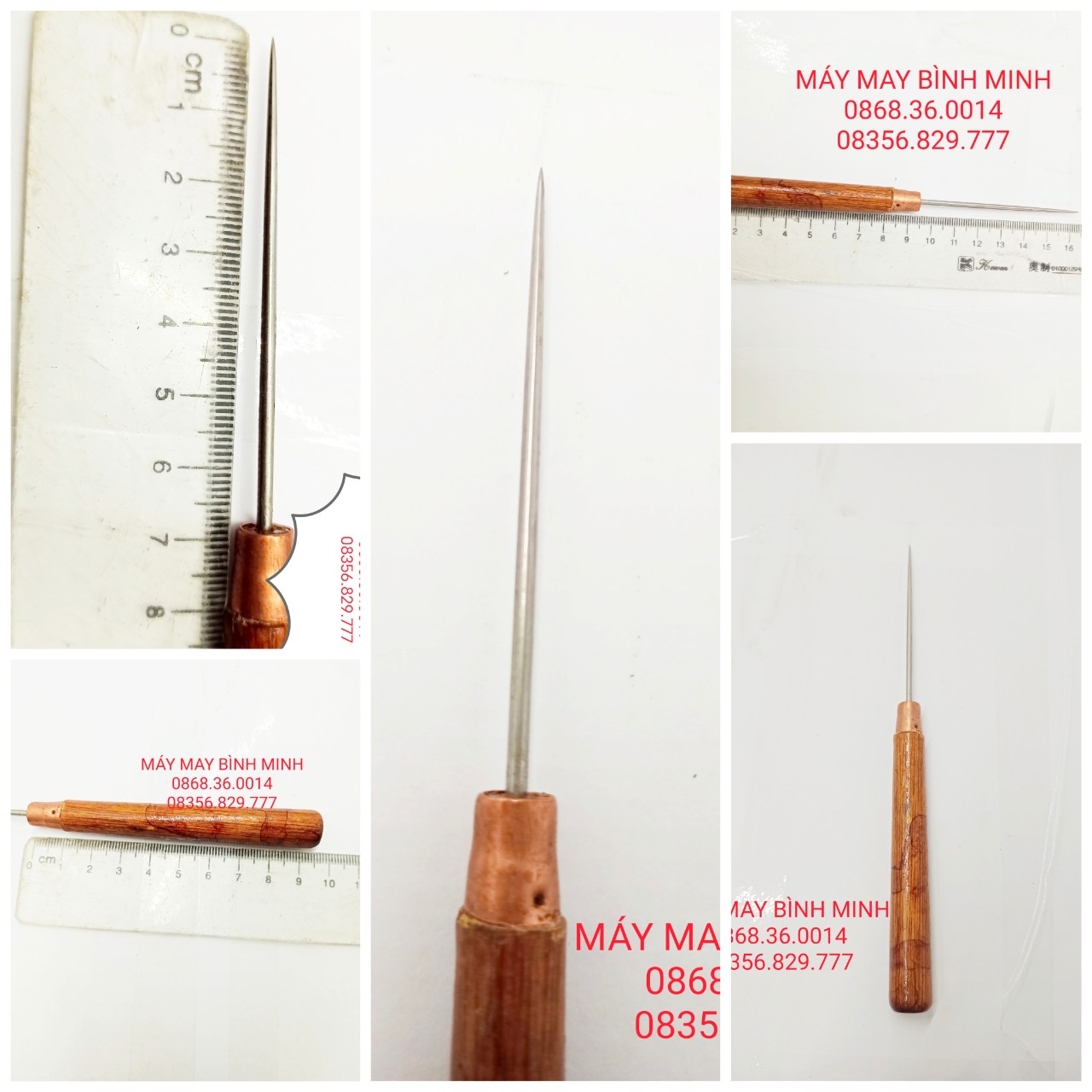 Dùi nhọn cán gỗ dài 16,3cm sử dụng trong ngành may mặc