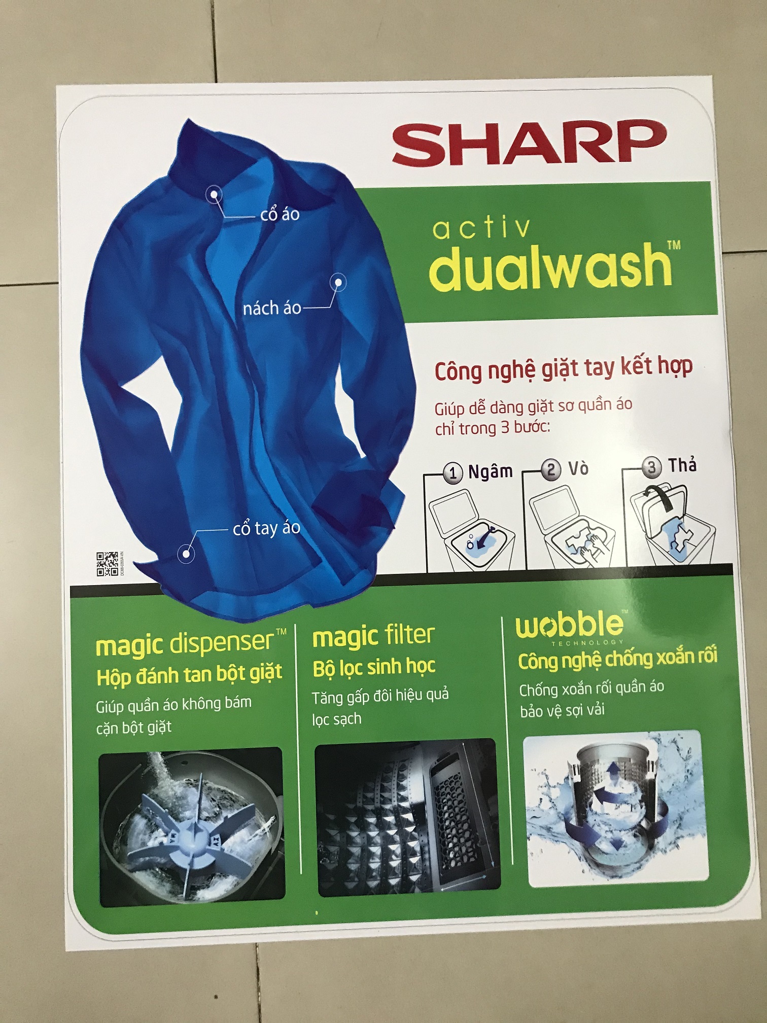 Tem dán máy giặt Sharp - miếng dán máy giặt Sharp