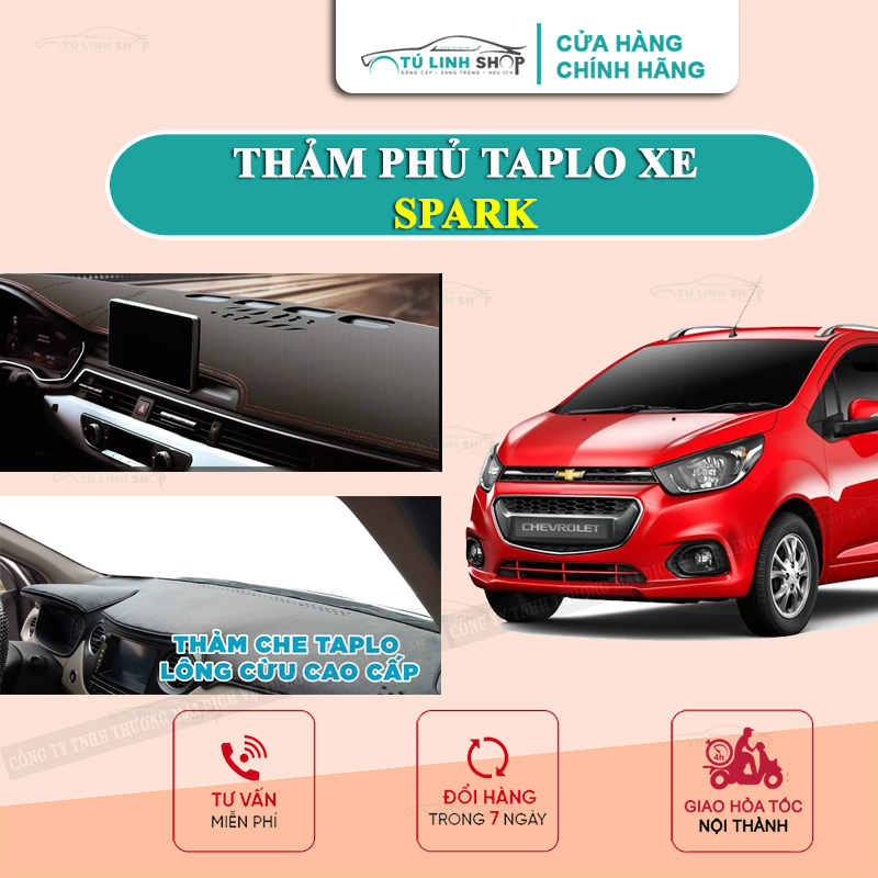 Thảm taplo SPARK chính hãng MINCAR hoặc bằng lông Cừu 3 lớp và Da Cacbon