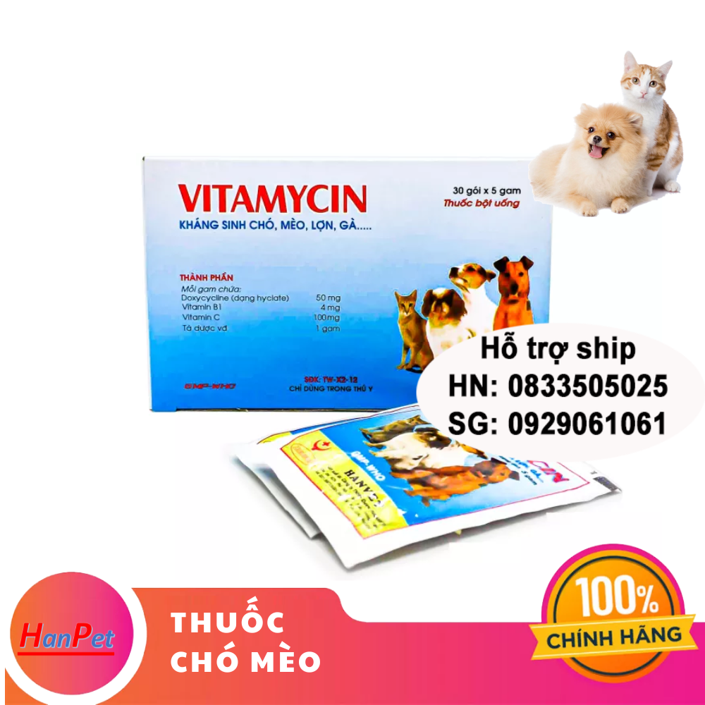 Hanpet - Thuốc phòng bệnh và trị bệnh cho chó mèo ( 402) gói 5gr kháng sinh chữa bệnh chó mèo