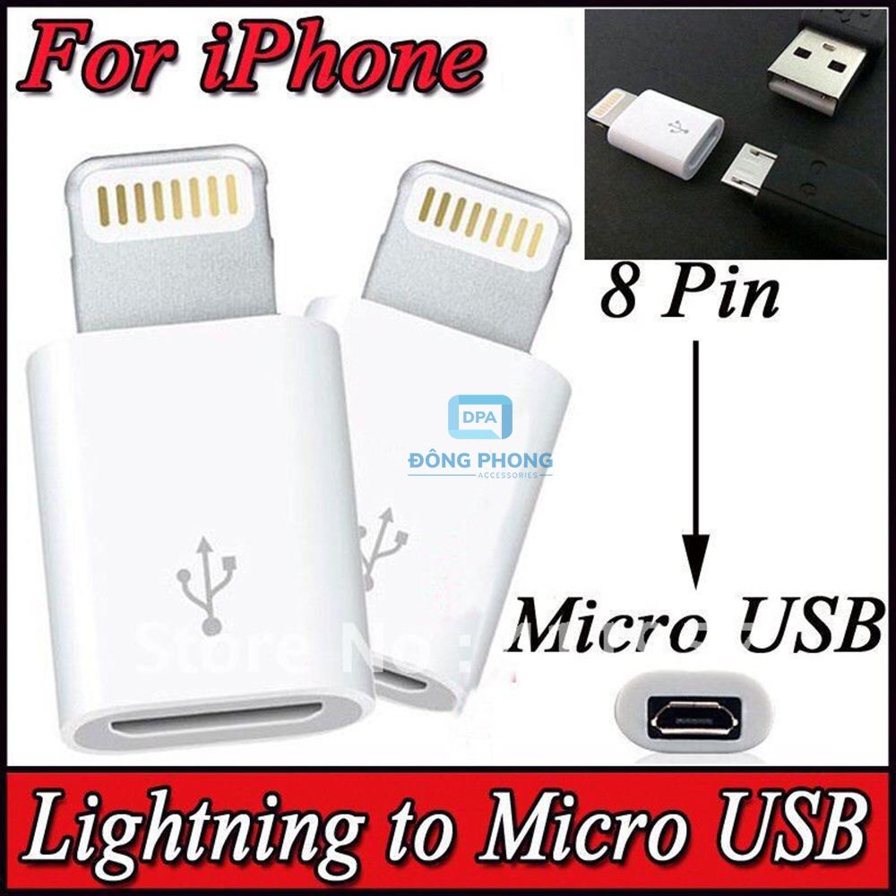 Đầu Chuyển Sạc Micro USB Sang iPhone, iPad