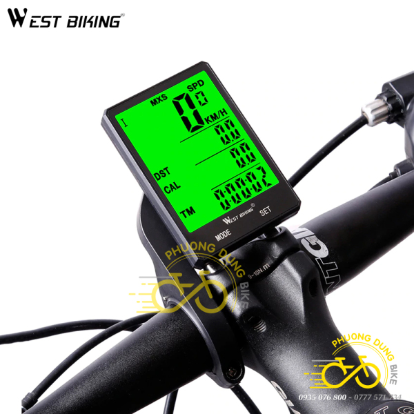 Đồng hồ đo tốc độ xe đạp không dây WEST BIKING mặt to có đèn nền