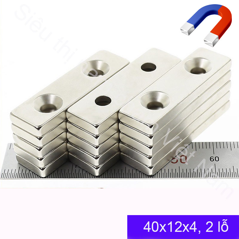 combo ( 5 viên nam châm 40x12x4 vát 2 lỗ)