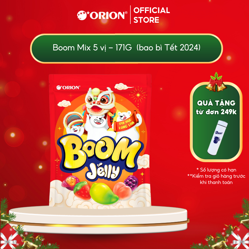 Kẹo Dẻo Boom Jelly Thạch Orion Mix Vị phiên bản Tết túi 171G
