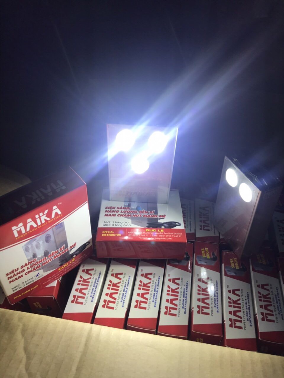 [HCM]Đèn sạc led siêu sáng Maika 2 bóng ( nhiều màu )