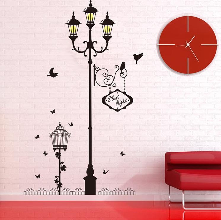 Decal dán tường Cột đèn đen vàng- P17-vivadecal