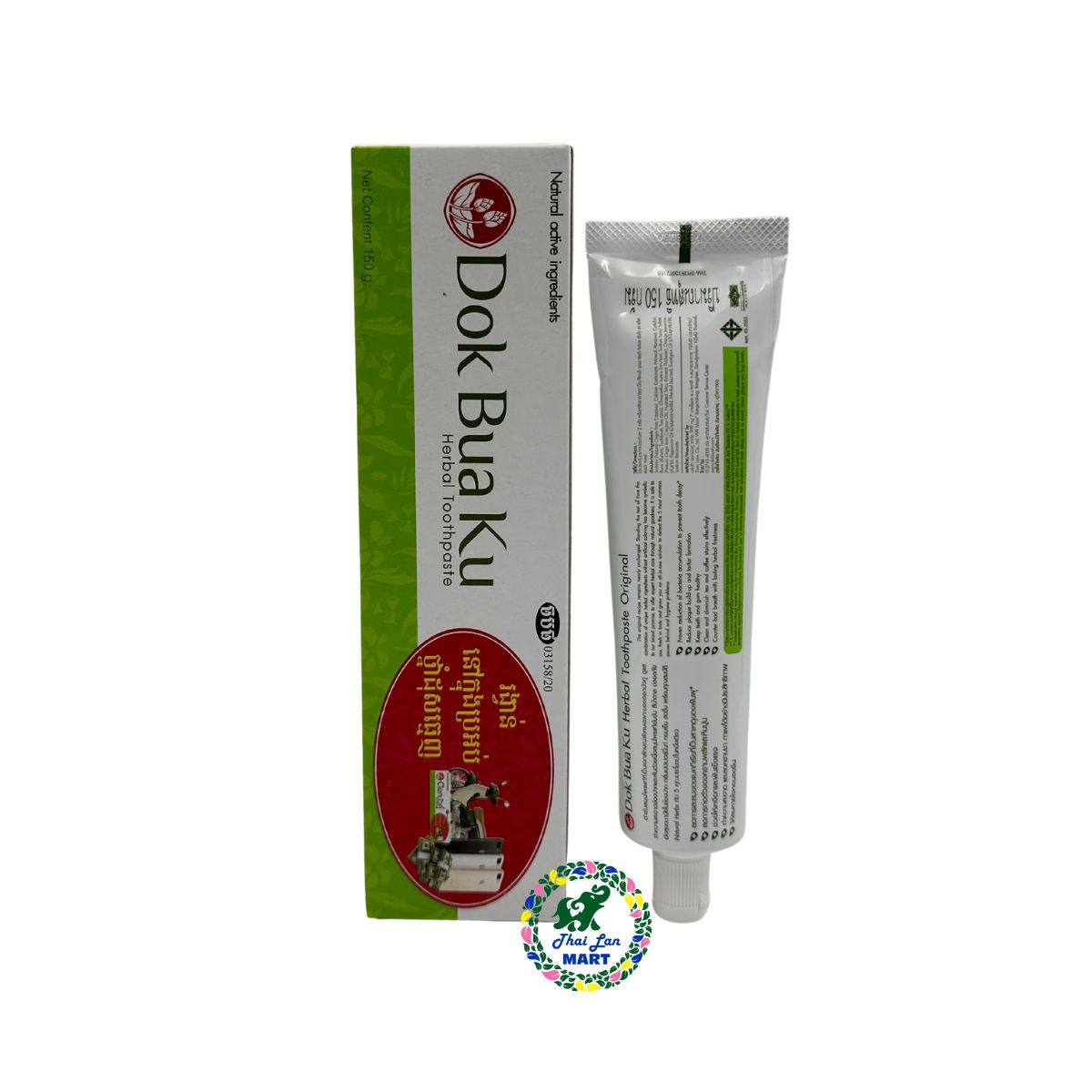 kem đánh răng thảo dược dok bua ku herbal toothpaste twin lotus thái lan 150 gam