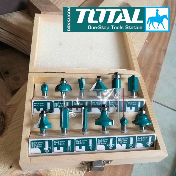 Bộ 12 mũi phay gỗ 6mm ingco akrt12141