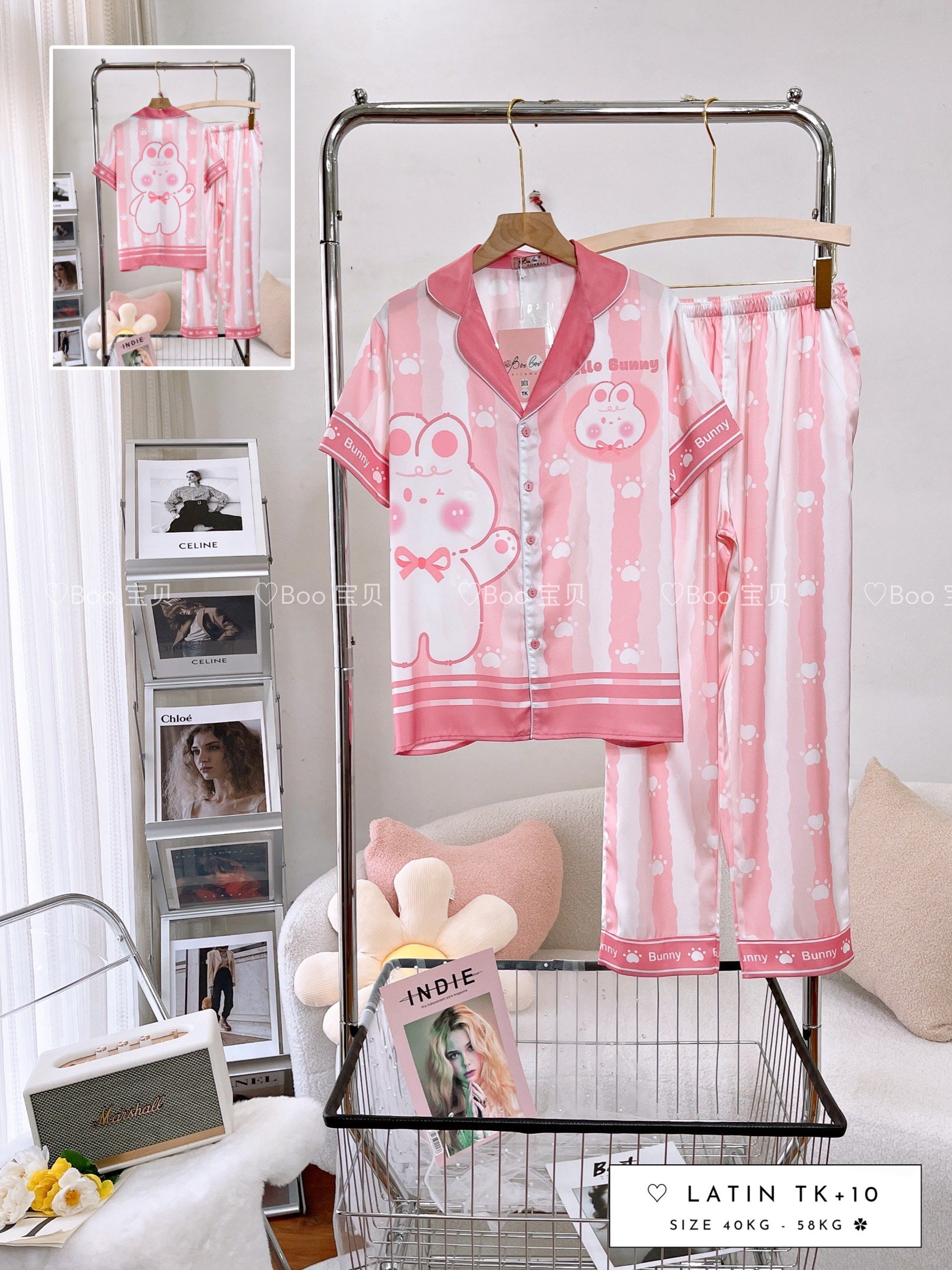 (Tay Ngắn Quần Dài) - Pijama Mặc Nhà BooBoo Lụa Latin 40-58kg