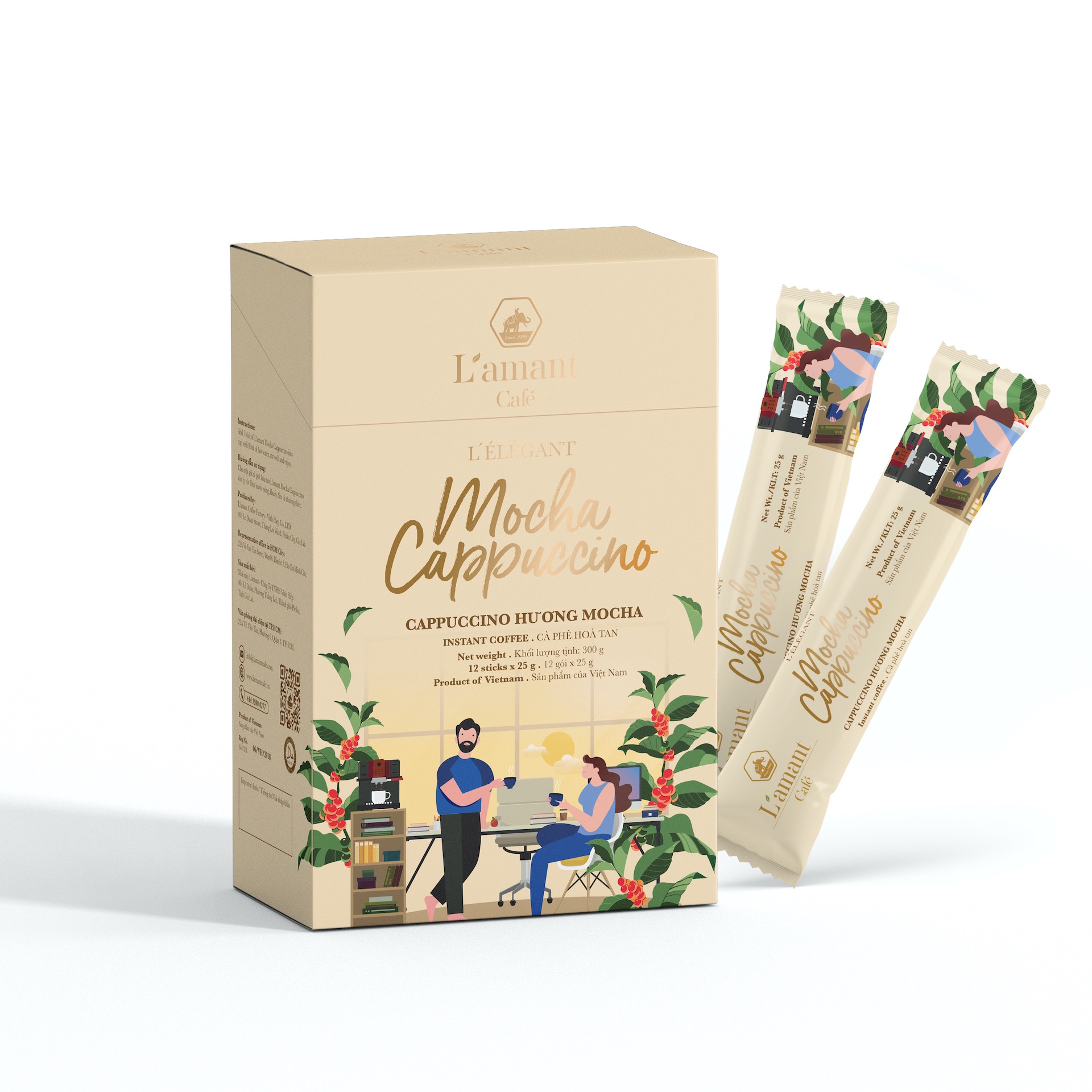 [New] Low-Sweet Instant Cappuccino Chocolate Coffee – Rich Cocoa Flavor, Smooth Milk Foam
