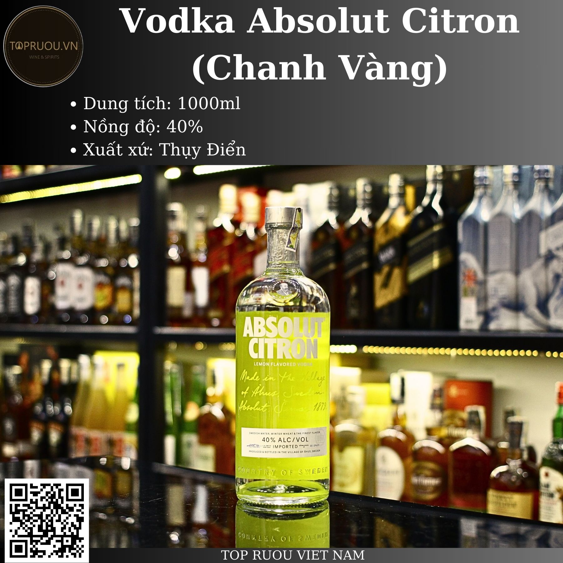 [Top Rượu VN] Rượu Vodka Absolut Grapefruit - Apeach - Citron - Elyx - Kurant - Mandrin - 1000ml [Chính Hãng]
