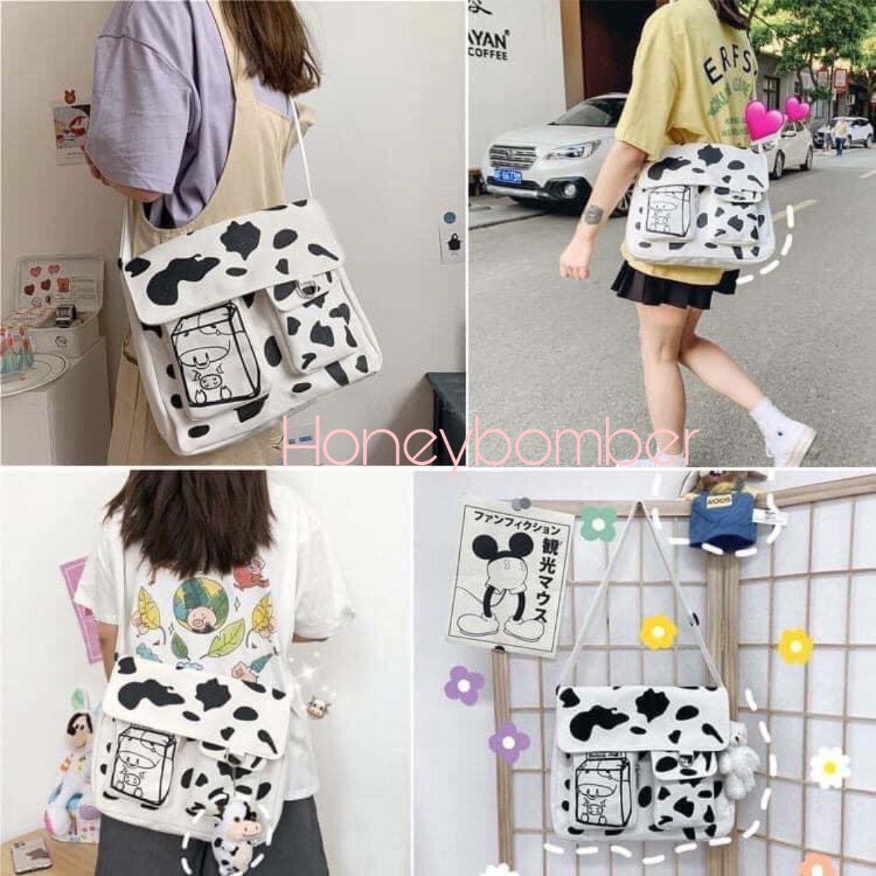 Túi đeo chéo bò sữa dễ thương