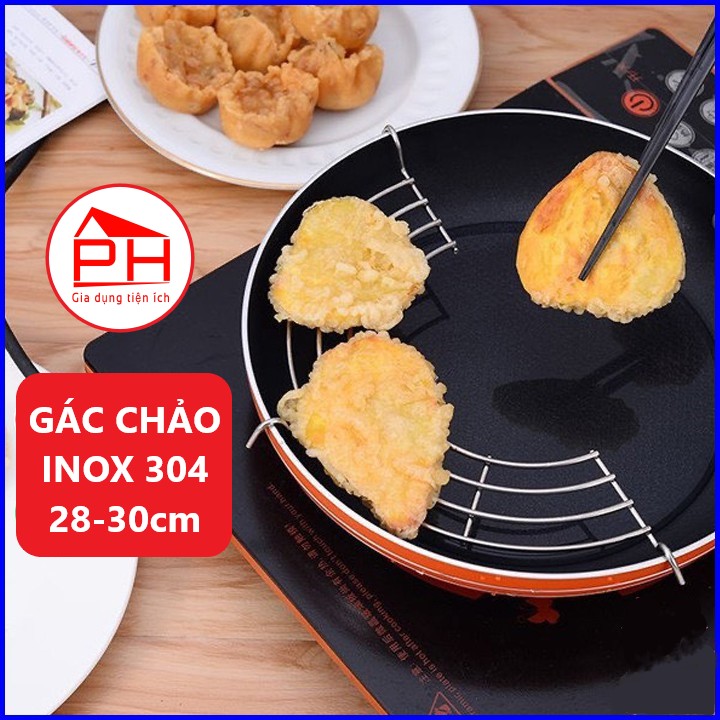 Vỉ gác chảo inox ráo dầu chiên rán  Đường kính Chảo từ 28 - 30cm - Gia