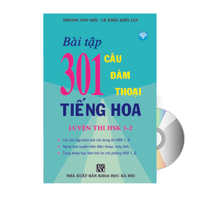 Sách-bài tập 301 câu đàm thoại tiếng hoa luyện thi hsk 1-2 + dvd tài liệu