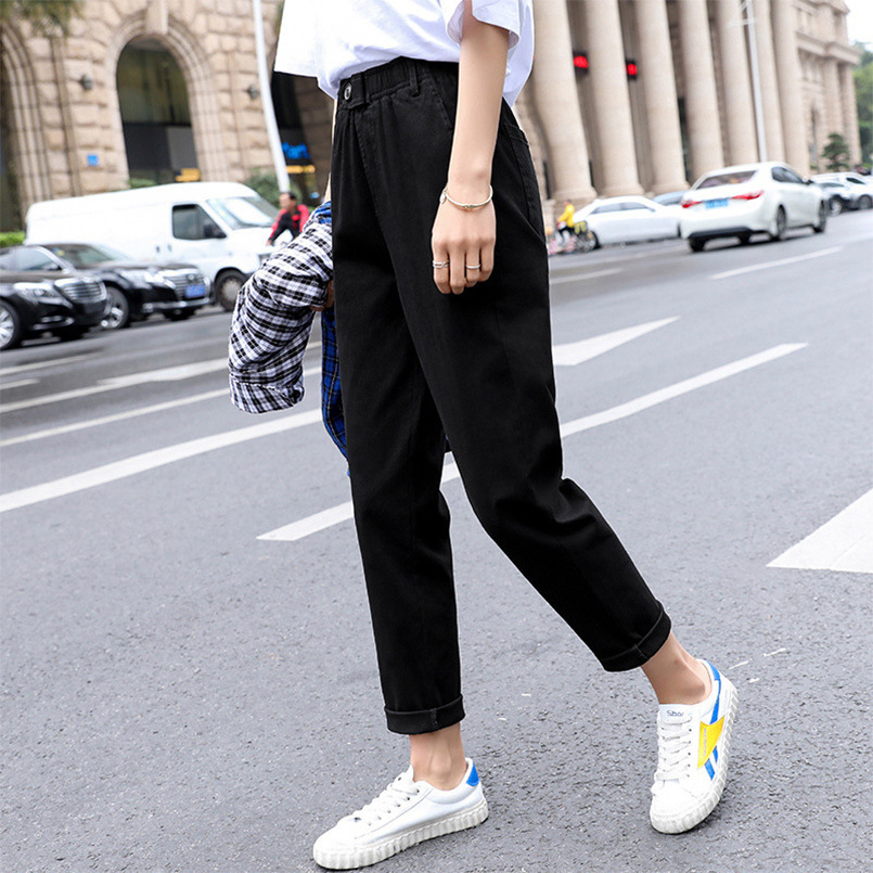 Quần baggy nút quảng châu chất kaki có co giãn