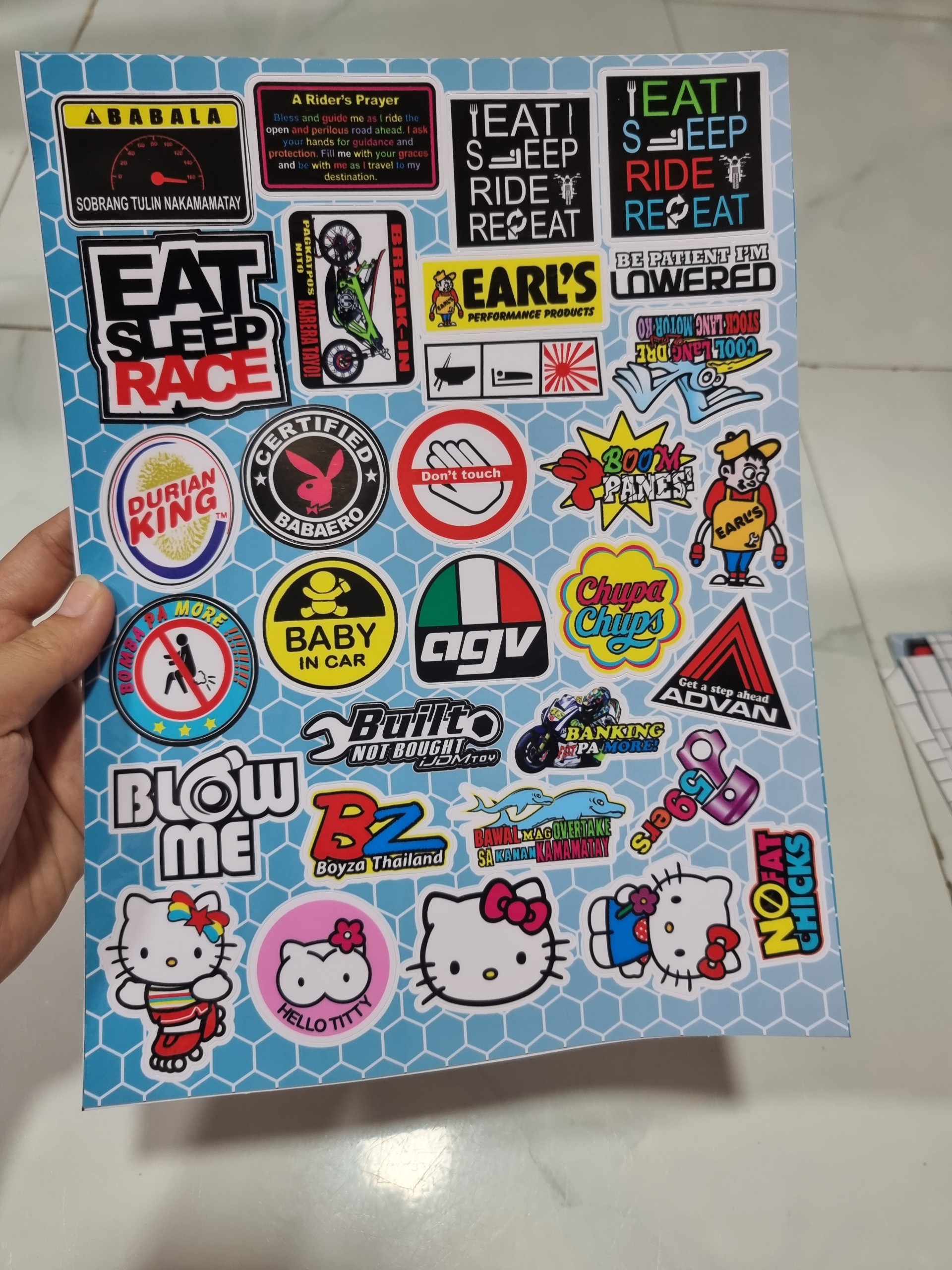 Tem logo sticker dán xe máy nền tổ ong xanh