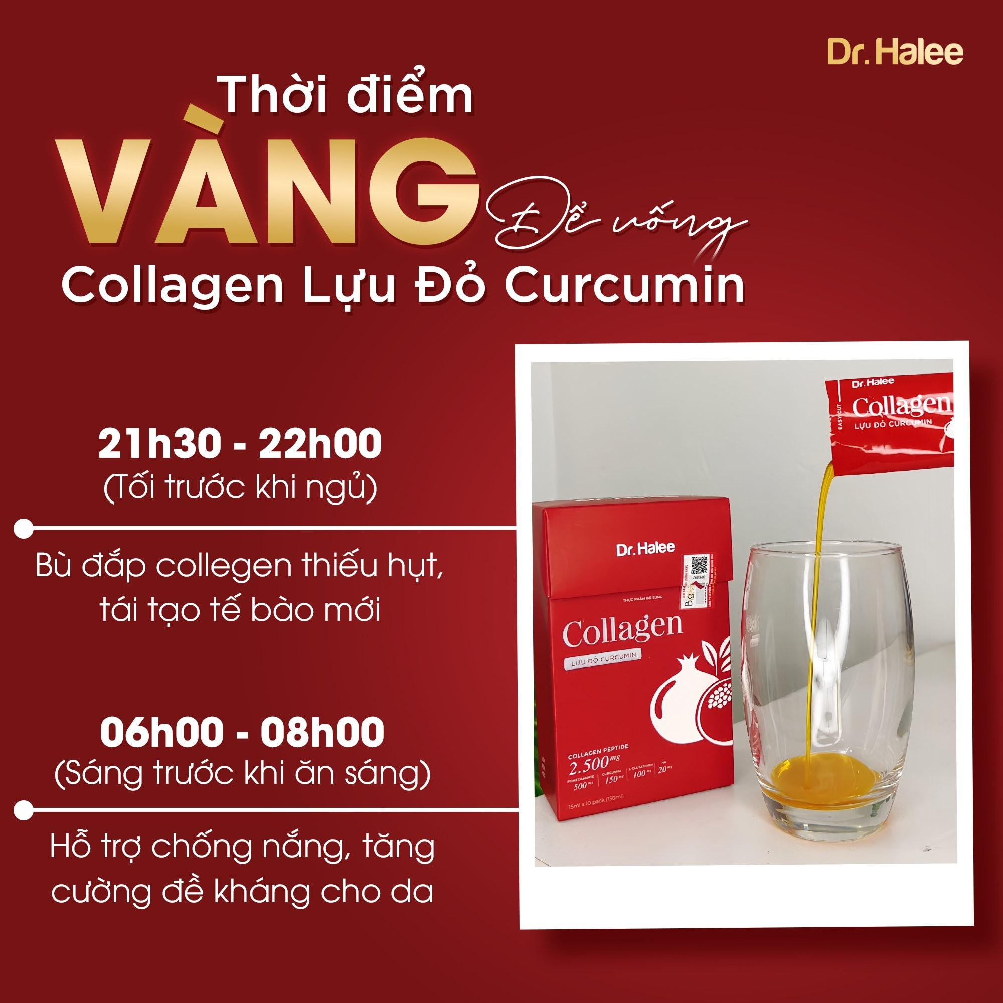 Combo 3 hộp collagen lựu đỏ curcurmin Dr.Halee