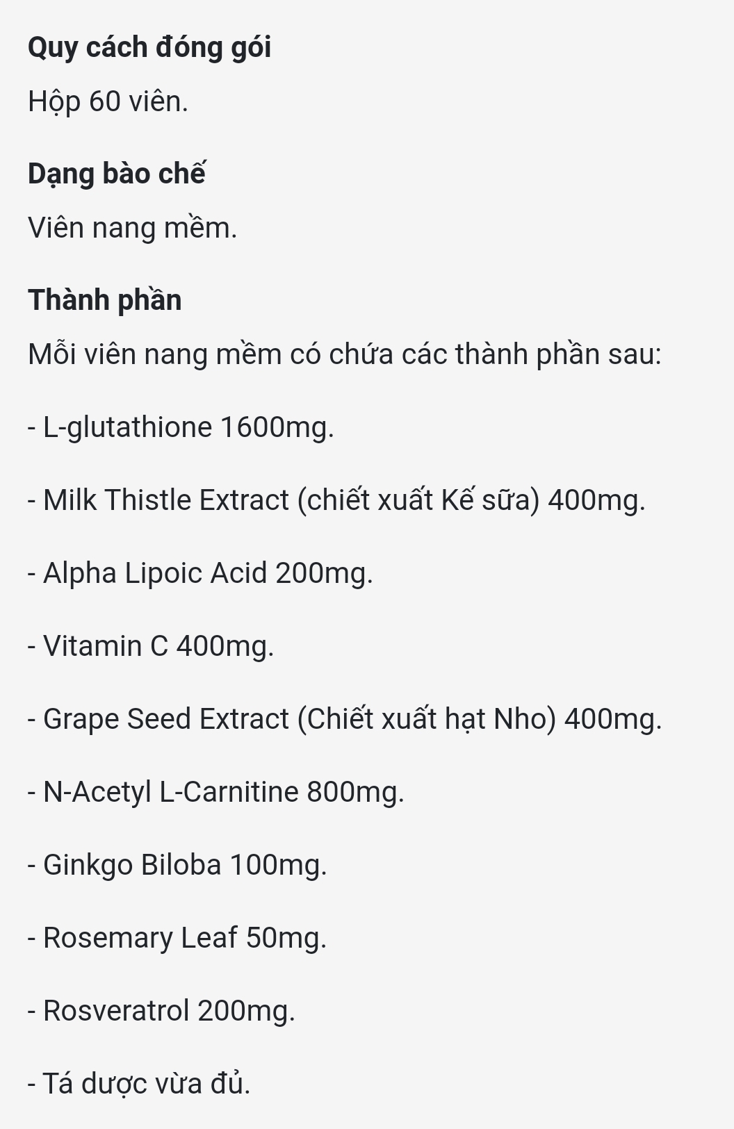Glutathione 1600mg