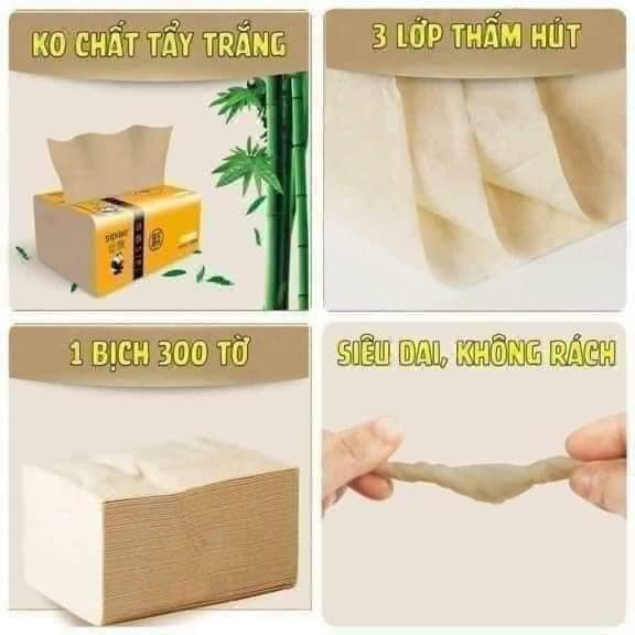 Combo 3 gói Giấy Ăn Gấu Trúc Sipao