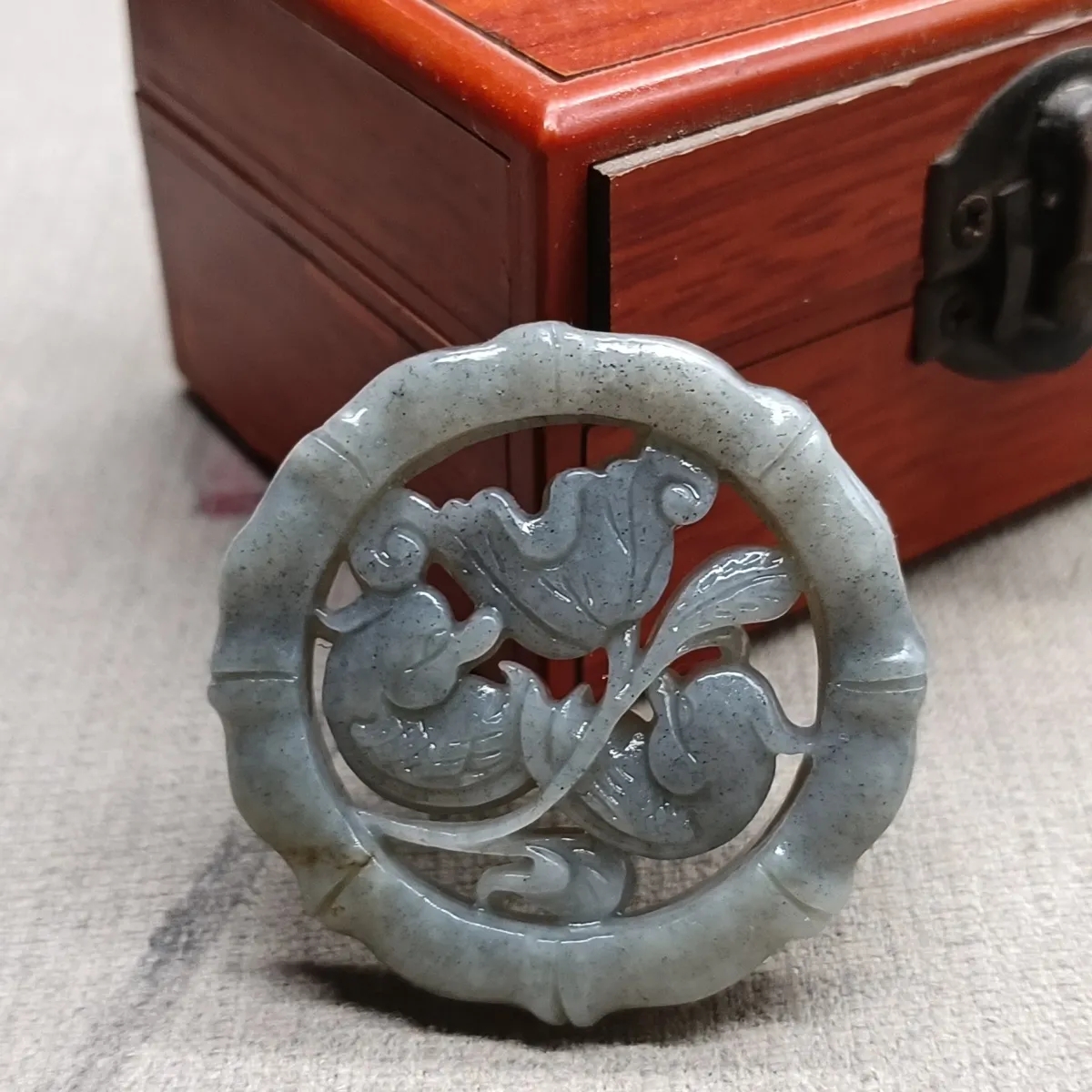 Hetian Jade Smoke Blue Jade Double sided Crane Pendant Earrings Pendant Qinghai Material Hollow out Crane Jade Pendant Jade Accessories