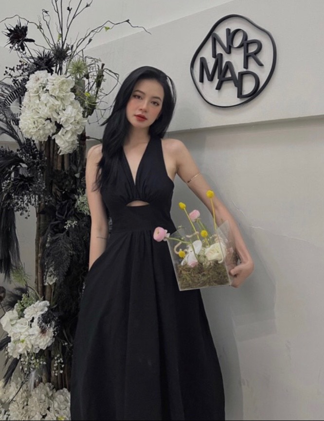 Đầm maxi dáng dài cổ V chất linen siêu mát
