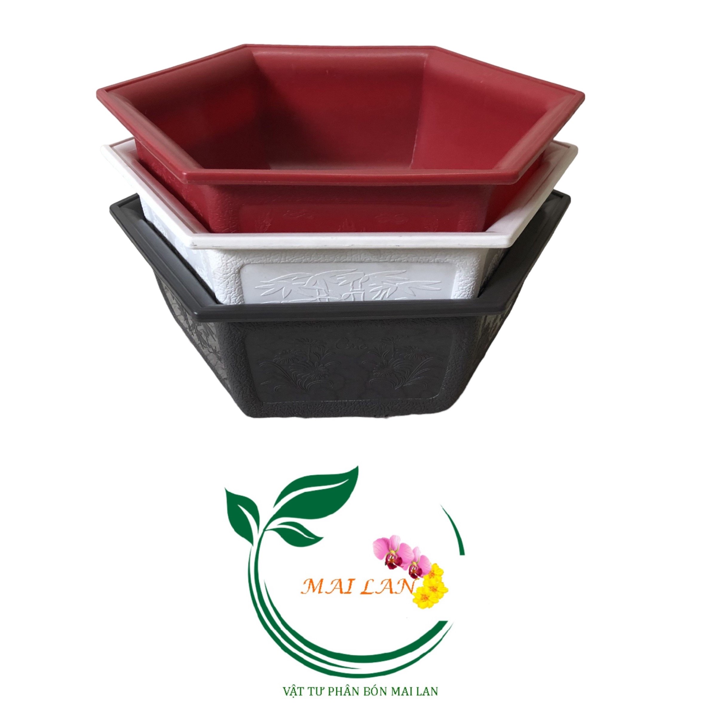 Chậu Lục giác Bonsai Mini 21x8cm - #019D#