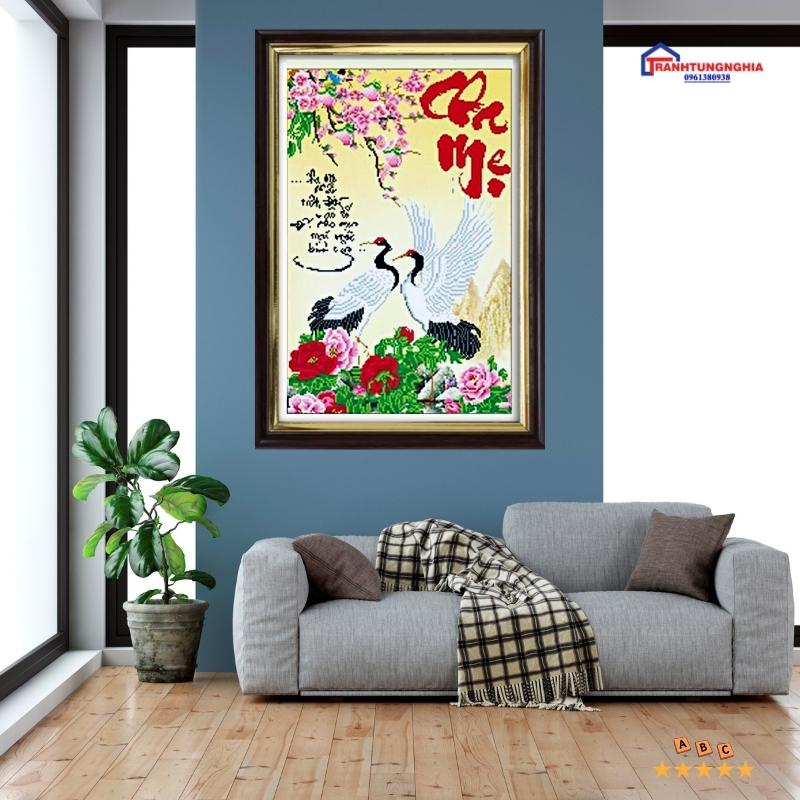 Tranh đính đá cha mẹ 73cm x 50cm