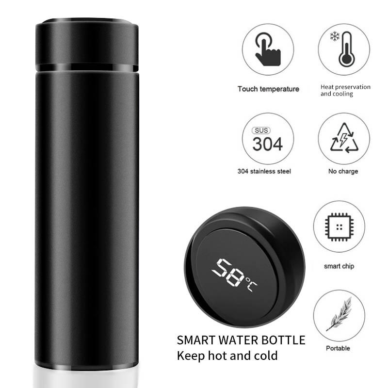 Bình nước giữ nhiệt dung tích 500ML có lớp chân không giữ nhiệt cách nhiệt màn hình LED cảm ứng thông minh - INTL
