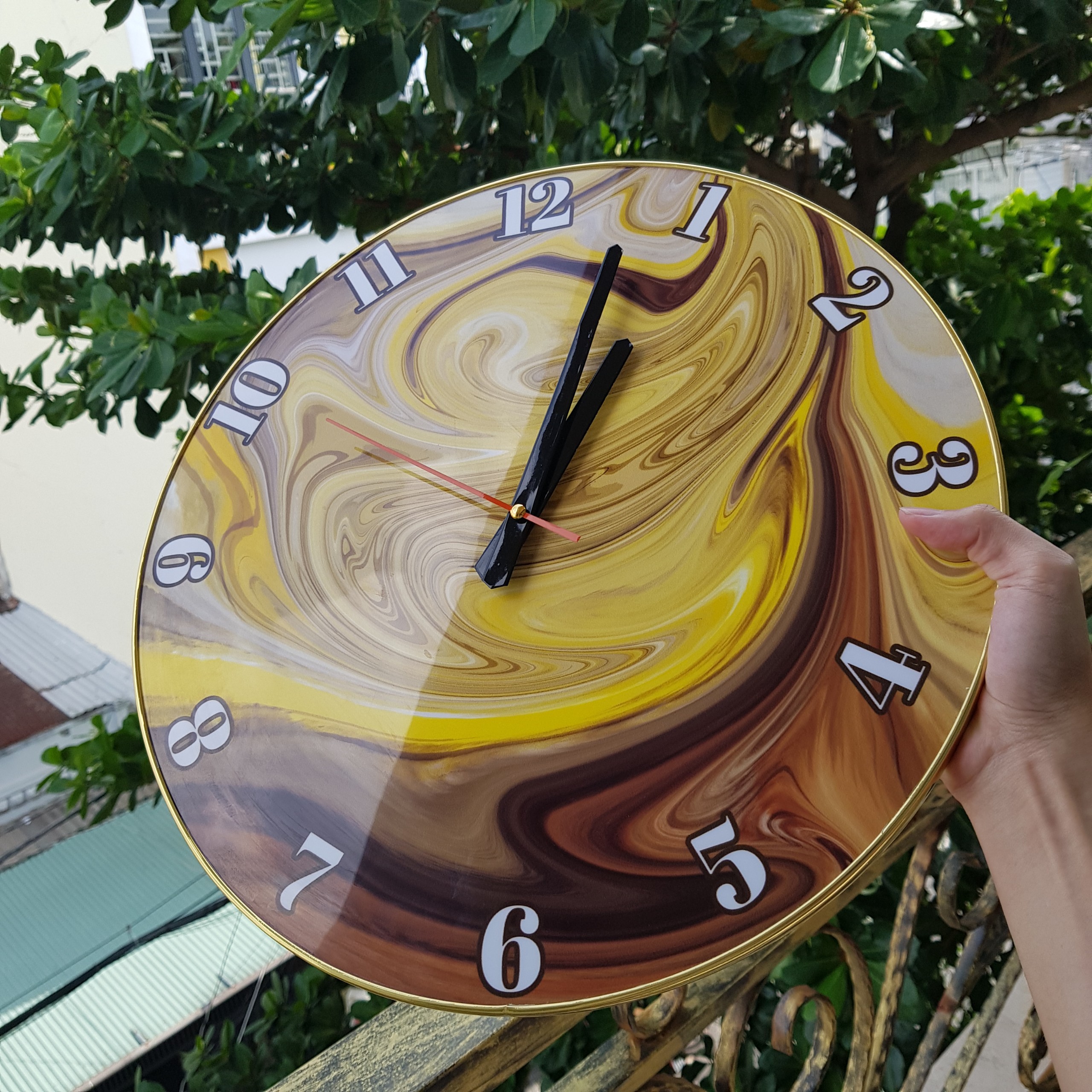 Cỡ đại 60cm - Đồng hồ treo tường mã đáo thành công Đồng hồ treo tường kim trôi tráng gương bóng cao cấp trang trí phòng khách decor phòng ngủ in 3D nghệ thuật hiện đại