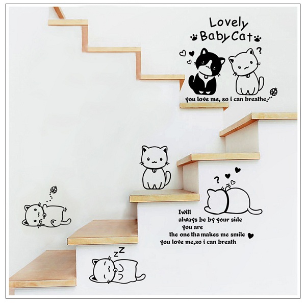 [HCM]DECAL DÁN TƯỜNG CHÙM ĐÈN VÀ MÈO