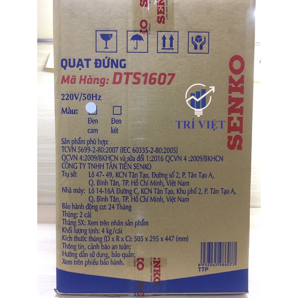 Quạt Đứng Thân Sắt Senko DTS1607 Bảo hành 24T [Nowship 2h tại HCM]