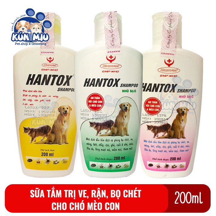 Sữa tắm cho chó mèo Hantox 200ml trị ve rận, bọ chét, ký sinh trùng