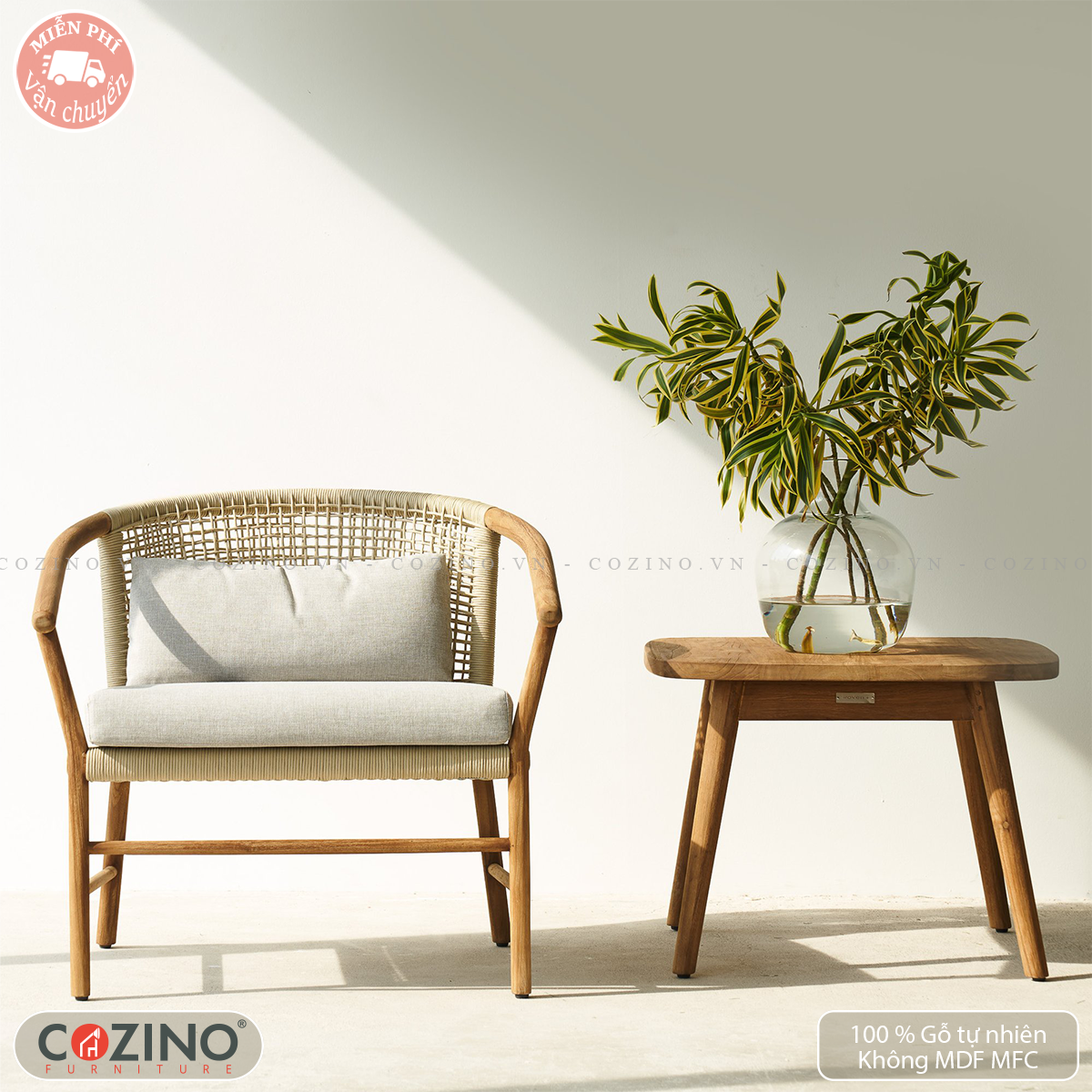 Bàn outdoor side table Bush gỗ sồi