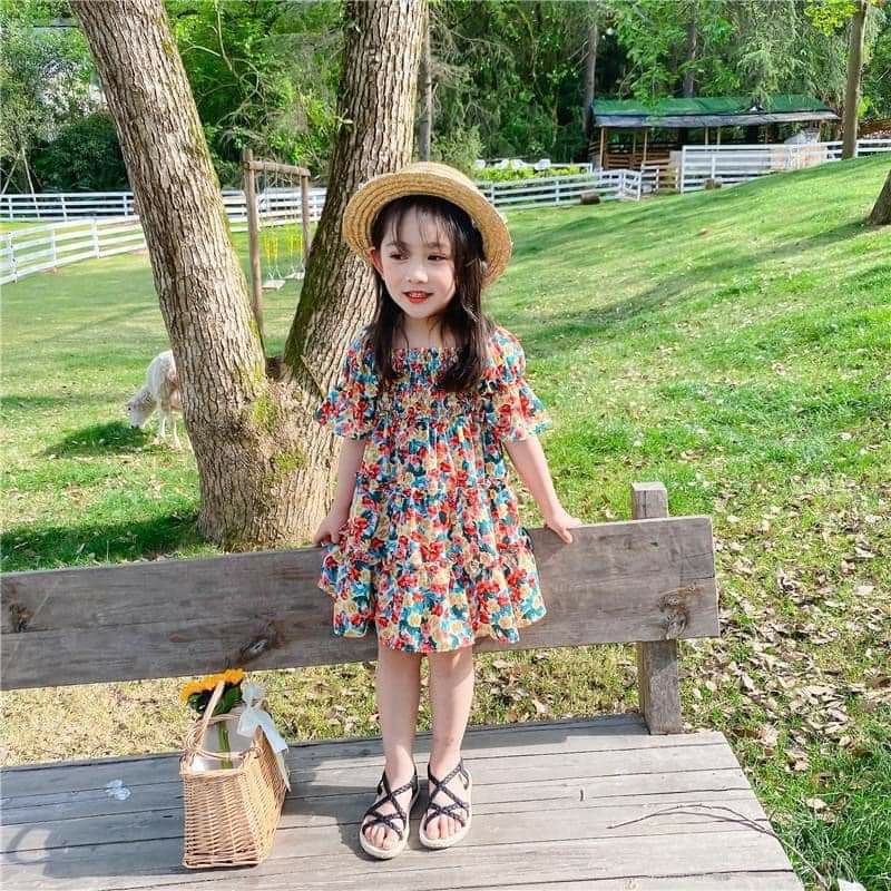 [ CÓ QUÀ TẶNG 💝] Đầm mẹ và bé hoa đỏ trễ vai